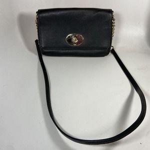 Coach Crosstown Black Polished Pebbled Leather Turnlock Crossbody 53083